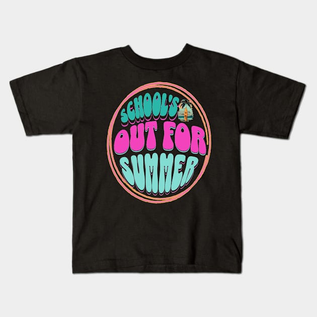 Out For Summer, Hello Summer Funny Surfer Riding Surf Surfing Lover Gifts Kids T-Shirt by Customo